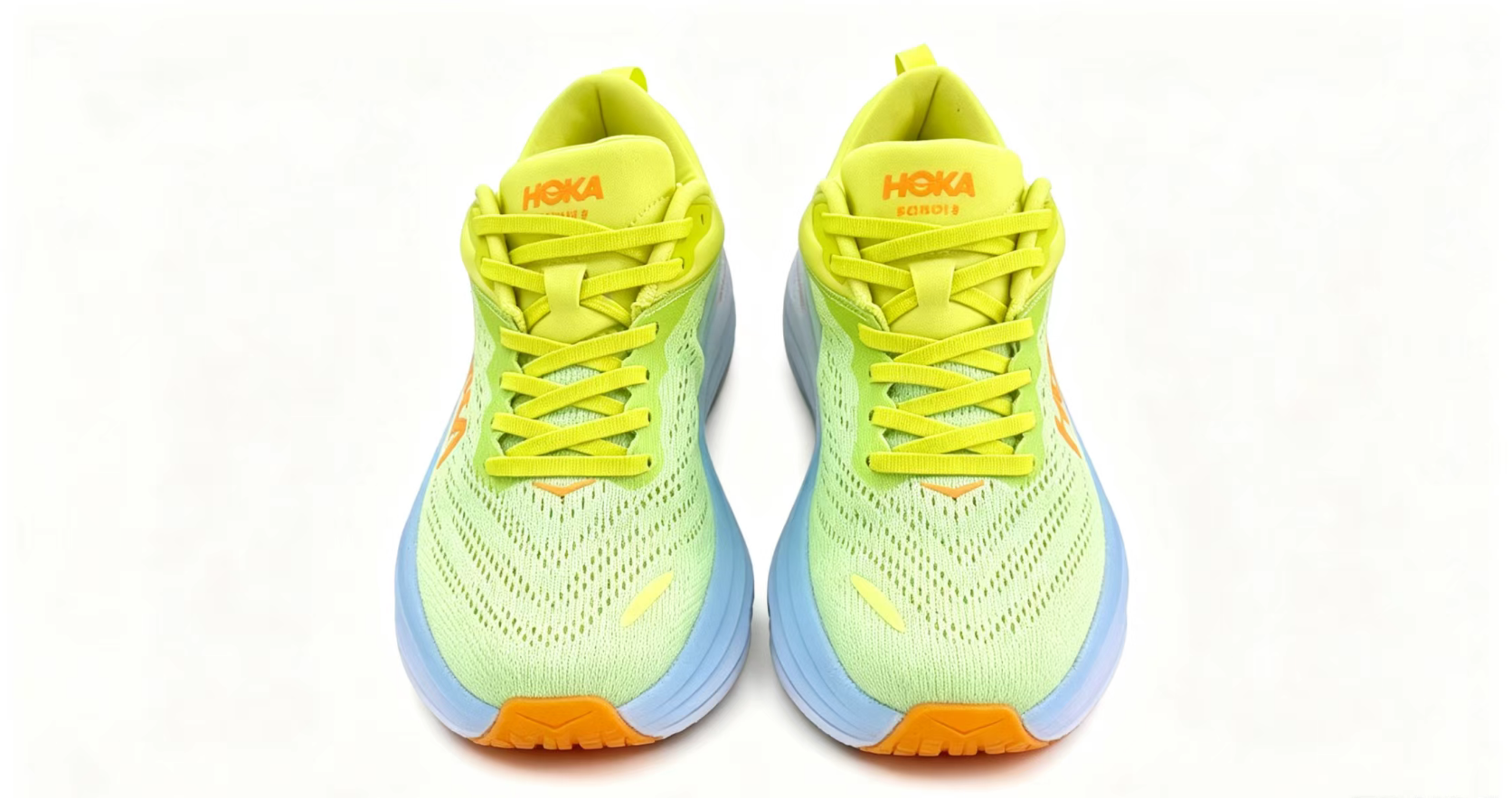 HOKA ONE ONE Bondi 8 — Bright Green and Blue