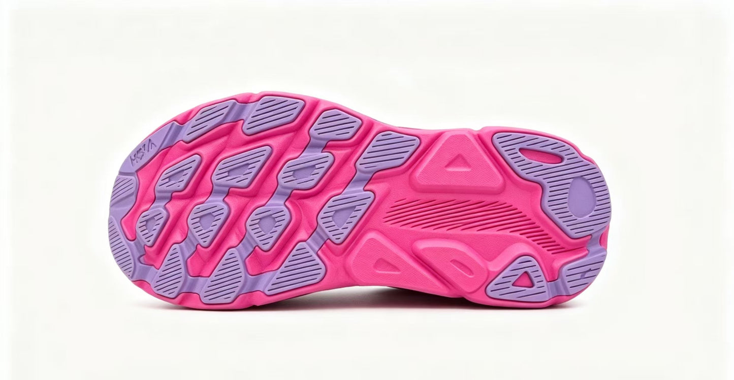 HOKA ONE ONE Clifton 9 White Yellow Pink Premium Running Shoes