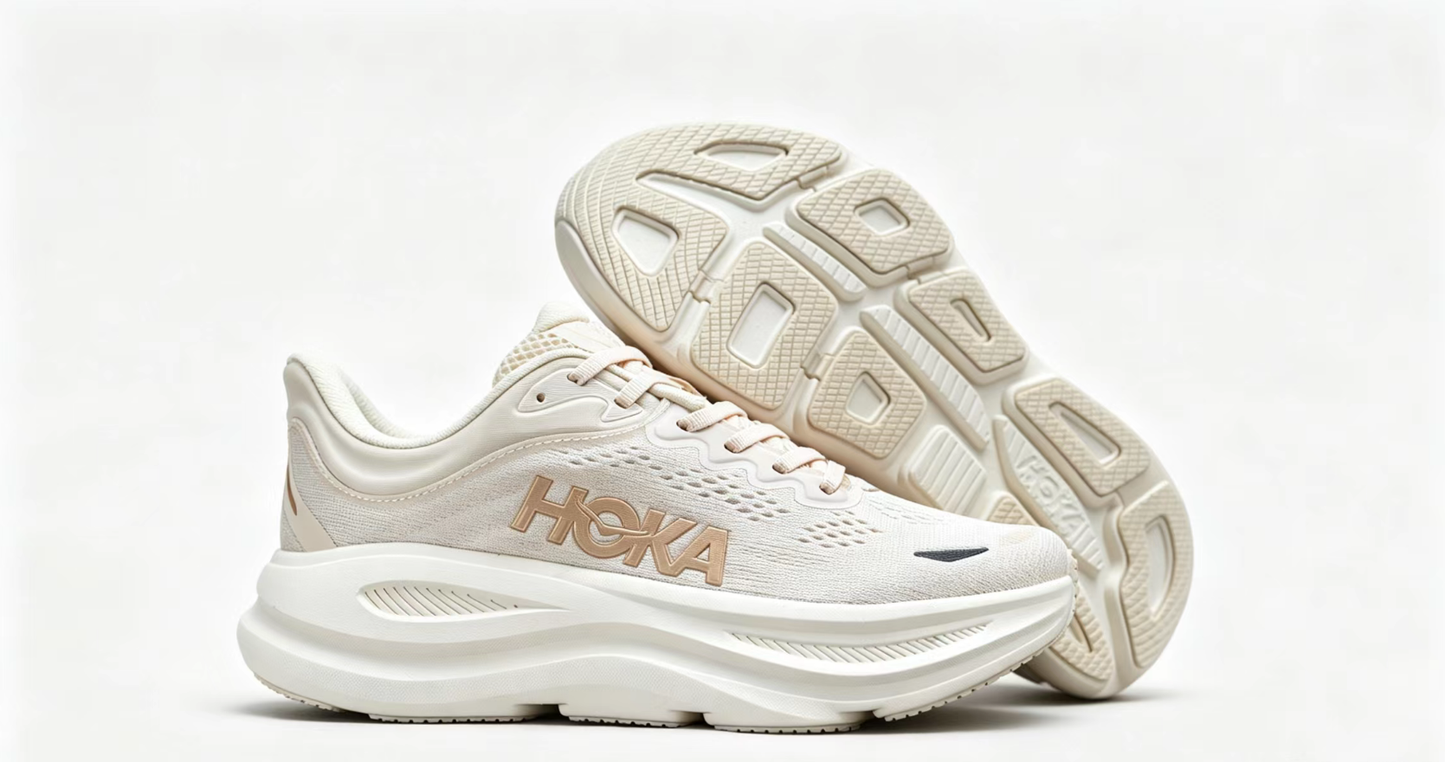 HOKA ONE ONE Bondi 9 – Cream Gold Cushioned Running Shoes