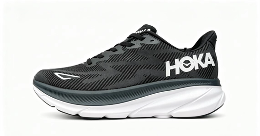 HOKA ONE ONE Clifton 9 – Black/White | Lightweight Cushioned Running Shoes