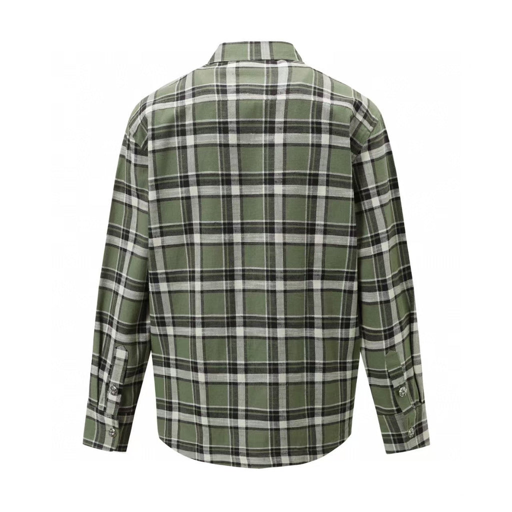 Chrome Hearts 2026 New Striped & Plaid Panel Cardigan-Style Shirt with Silver Hardware