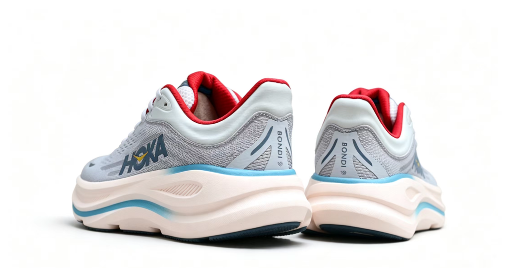 HOKA ONE ONE Bondi 9 – Cushioned Running Shoe in Grey & Red
