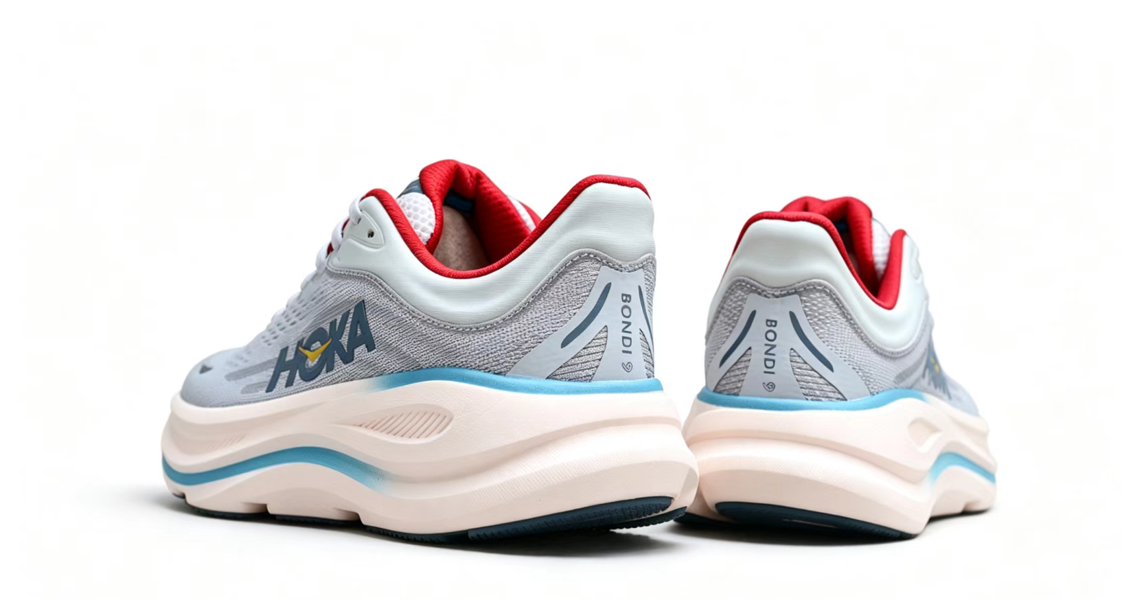 HOKA ONE ONE Bondi 9 – Cushioned Running Shoe in Grey & Red