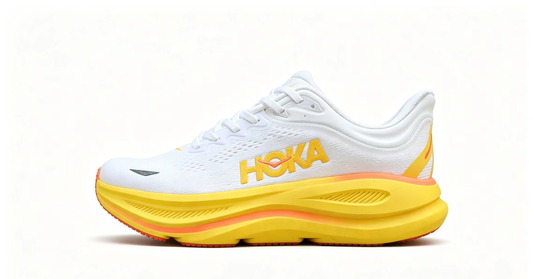 HOKA ONE ONE Bondi 9 White Yellow Orange Running Shoes