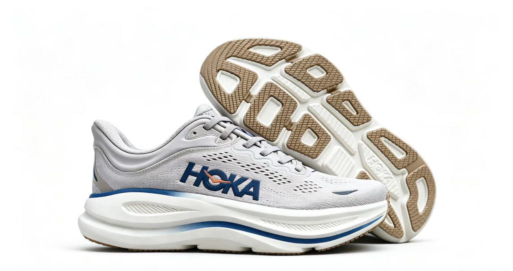 HOKA ONE ONE Bondi 9 – White Blue Cushioned Running Shoes