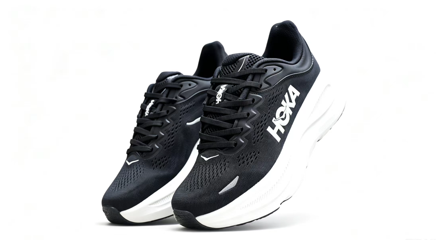 HOKA ONE ONE Bondi 9 – Black / White / Premium Cushioned Running Shoes