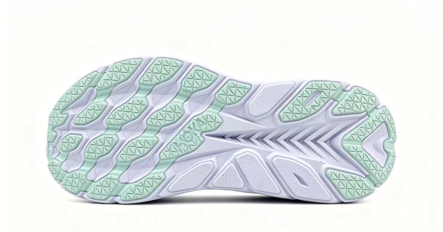 HOKA ONE ONE Clifton 8 – Light Gray & Orange Running Shoes