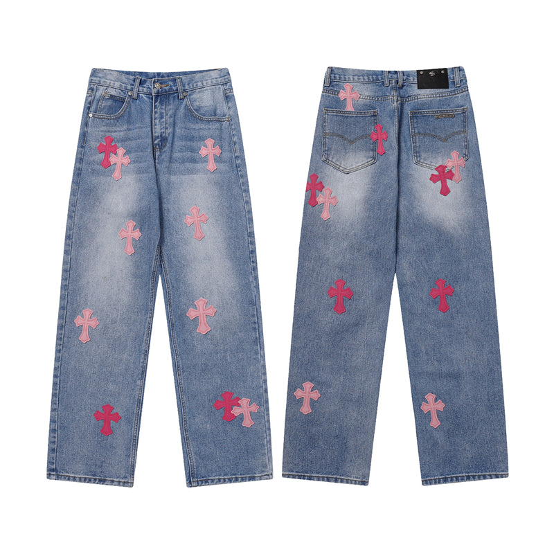 Chrome Hearts Distressed Denim Jeans | Stretch Tapered Fit