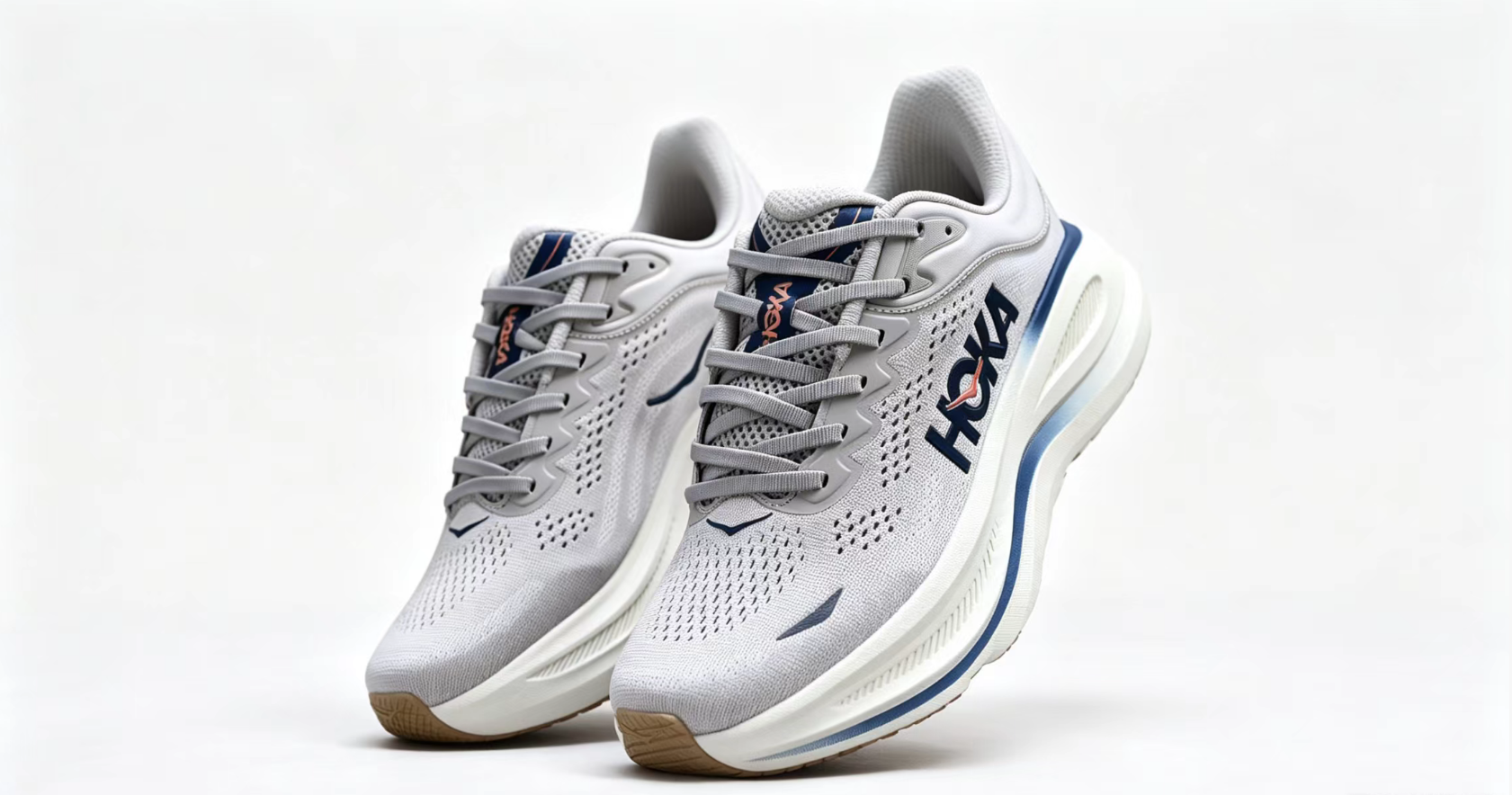 HOKA ONE ONE Bondi 9 – White Blue Cushioned Running Shoes