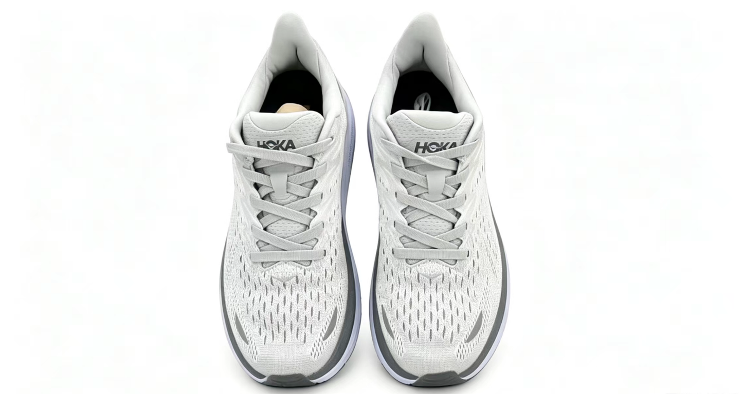 HOKA ONE ONE Clifton 8 – White / Grey Running Shoes