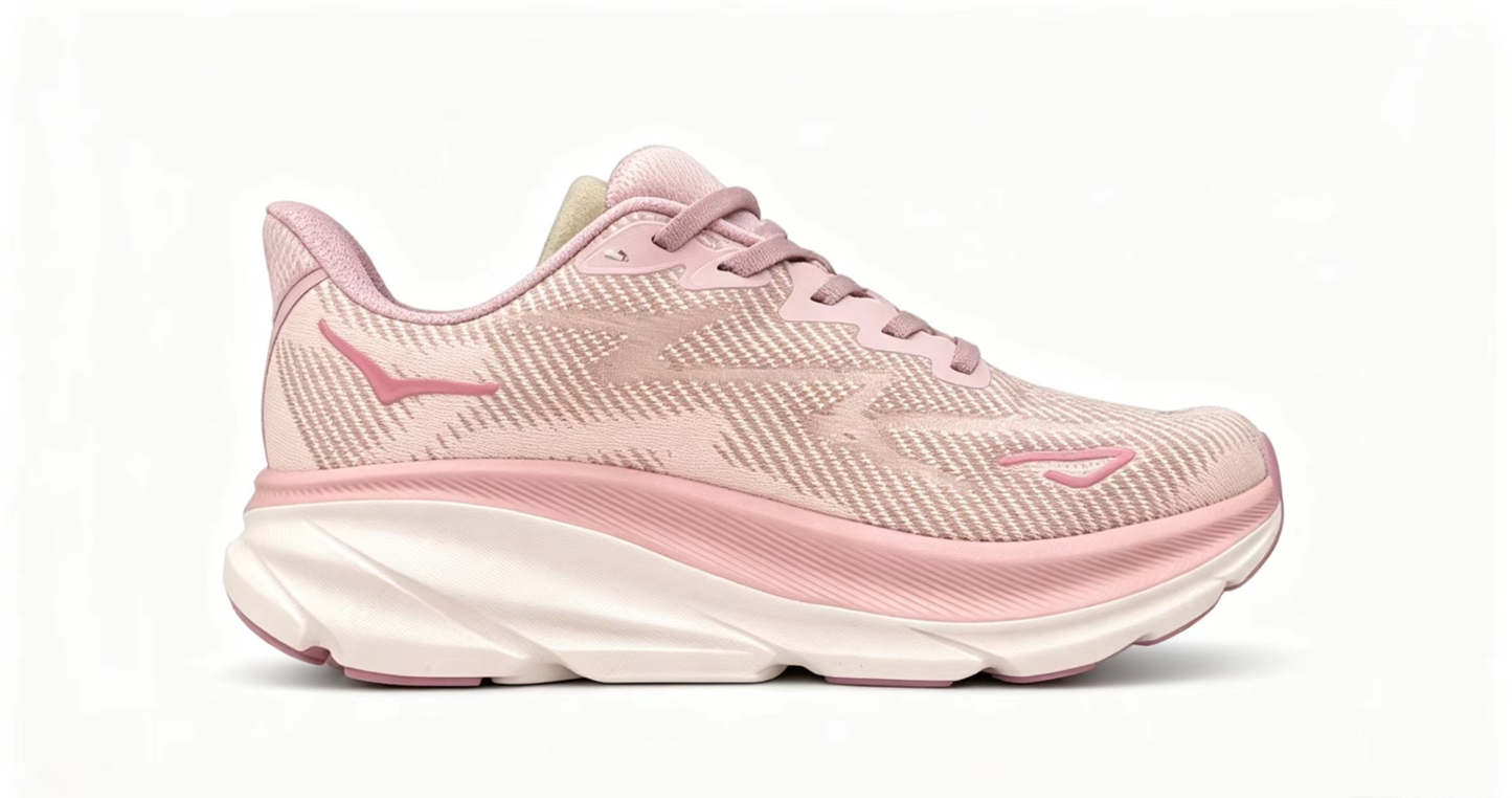 HOKA ONE ONE Clifton 9 – Light Pink & Soft Pink Running Shoes