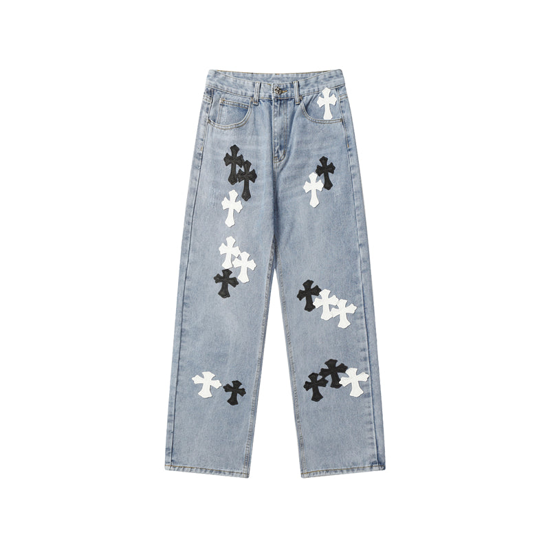 Chrome Hearts Distressed Denim Jeans | Stretch Tapered Fit