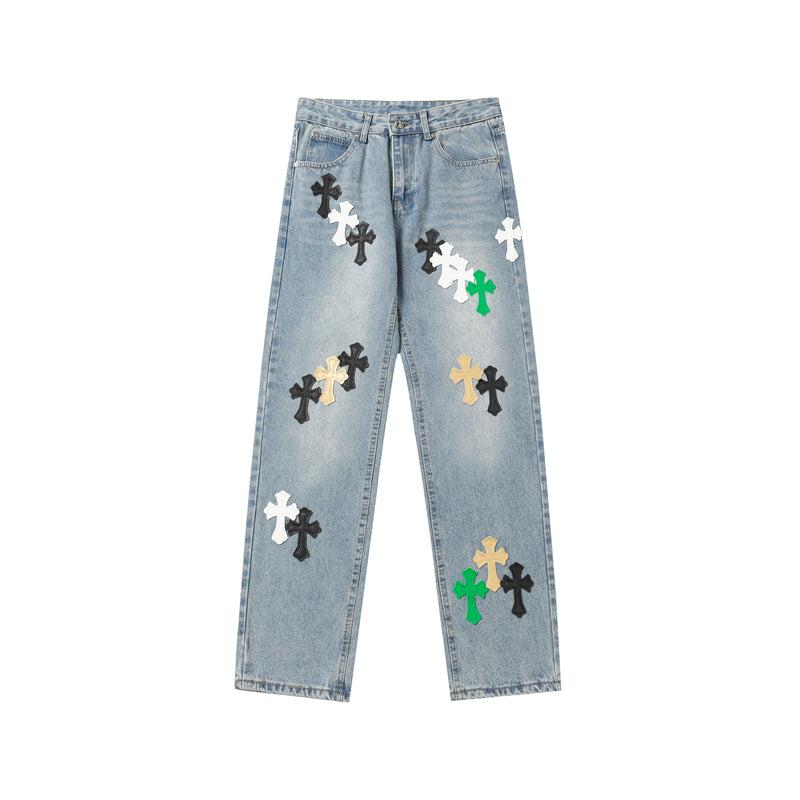 Chrome Hearts Distressed Denim Jeans | Stretch Tapered Fit