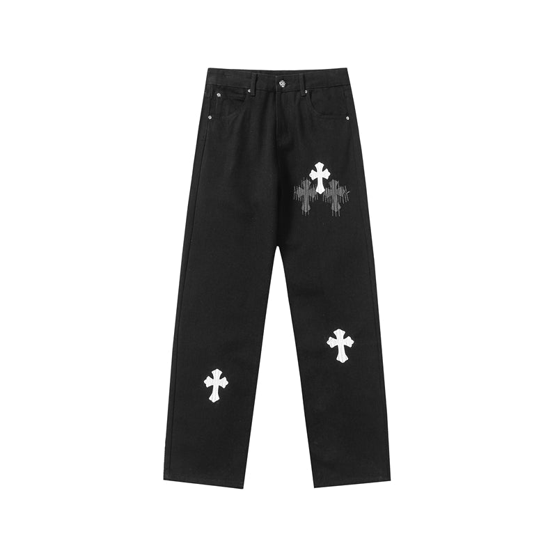 Chrome Hearts Distressed Denim Jeans | Stretch Tapered Fit