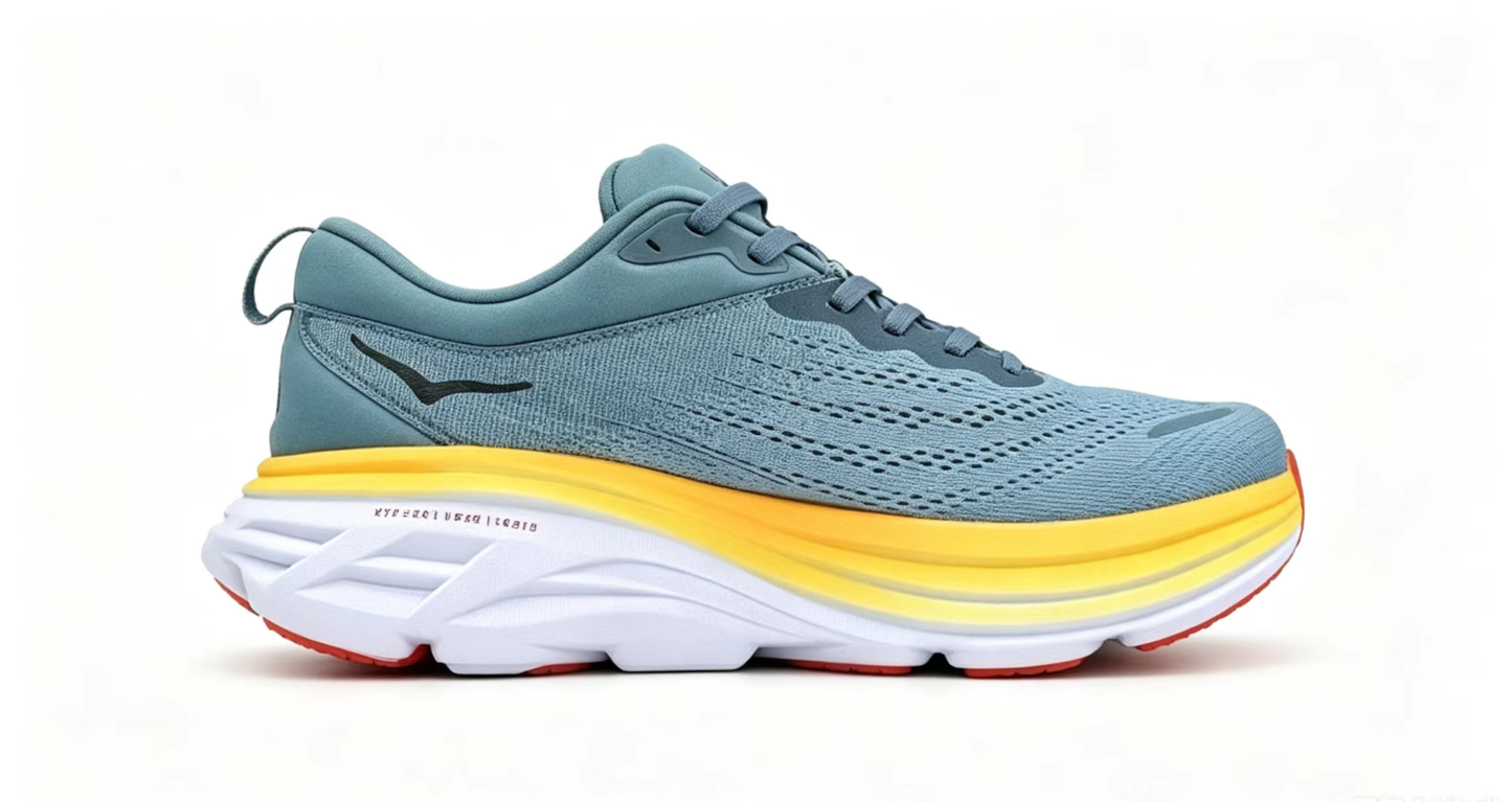 HOKA ONE ONE Bondi 8 “Sky Blue / Solar Yellow” Cushioned Running Shoes