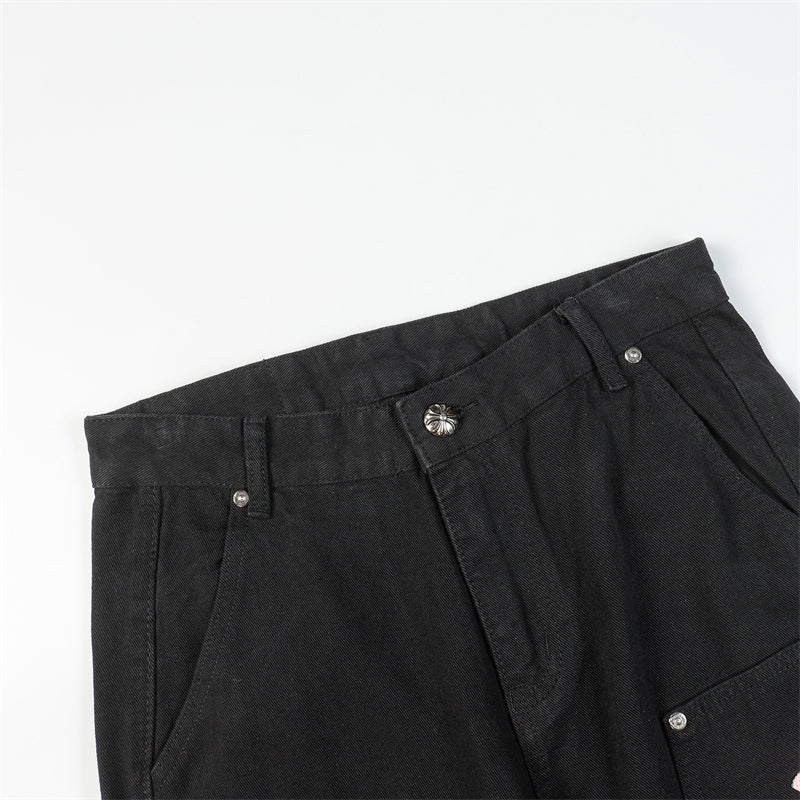 Chrome Hearts Distressed Denim Jeans | Stretch Tapered Fit