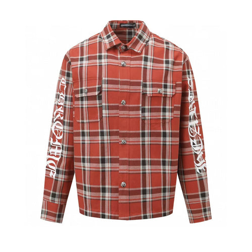 Chrome Hearts 2026 New Striped & Plaid Panel Cardigan-Style Shirt with Silver Hardware
