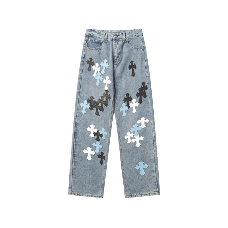 Chrome Hearts Distressed Denim Jeans | Stretch Tapered Fit