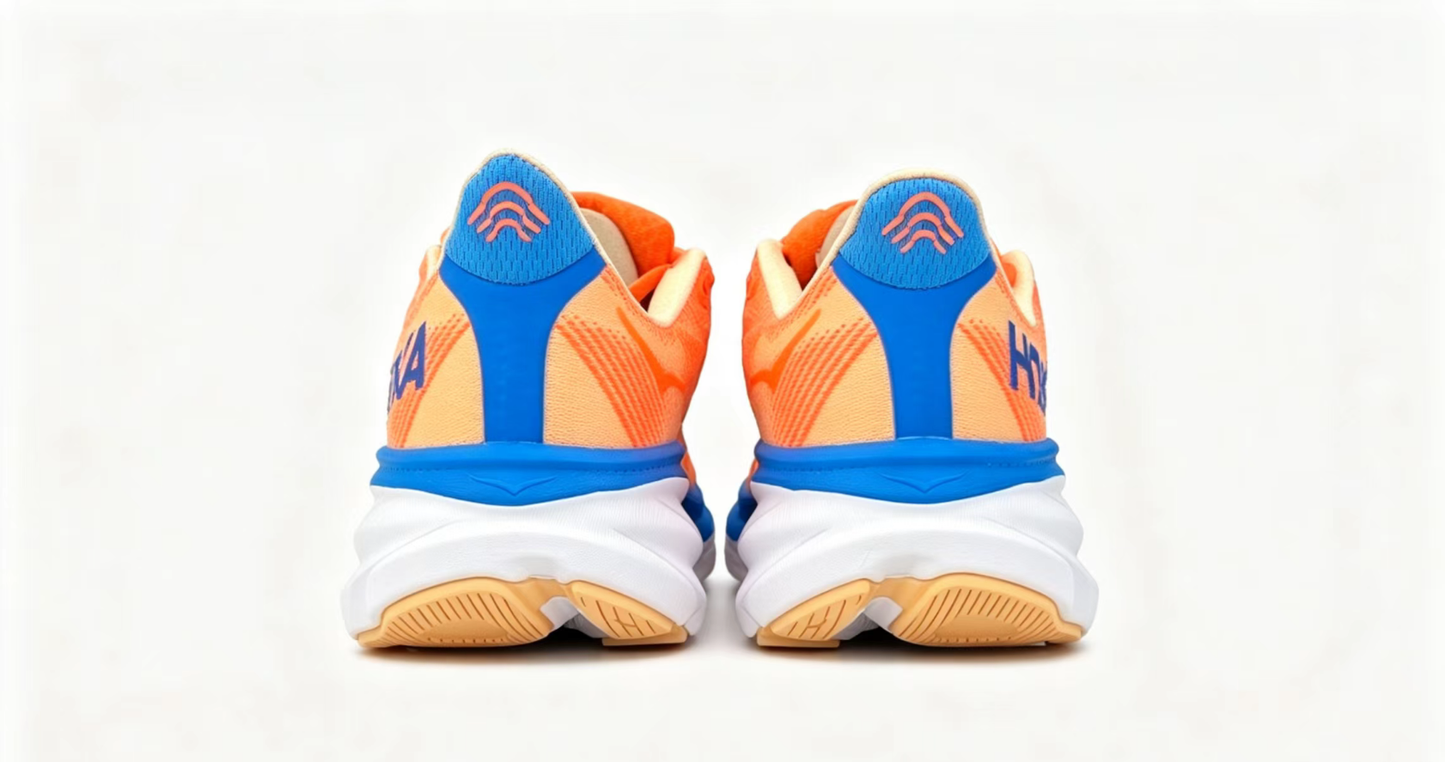 HOKA ONE ONE Clifton 9 – Orange/Blue | Lightweight Cushioned Running Shoes