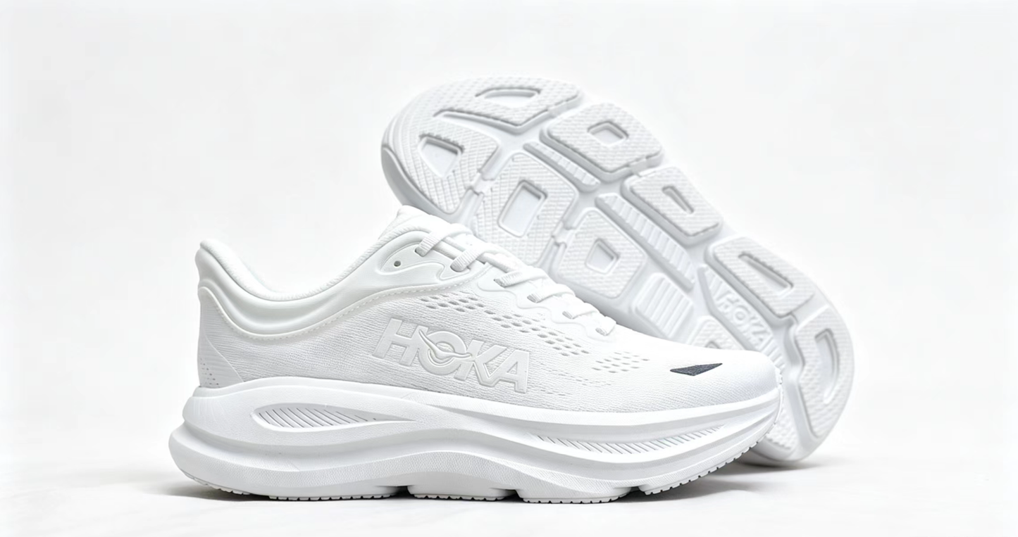 HOKA ONE ONE Bondi 9 – All White / Premium Cushioned Running Shoes