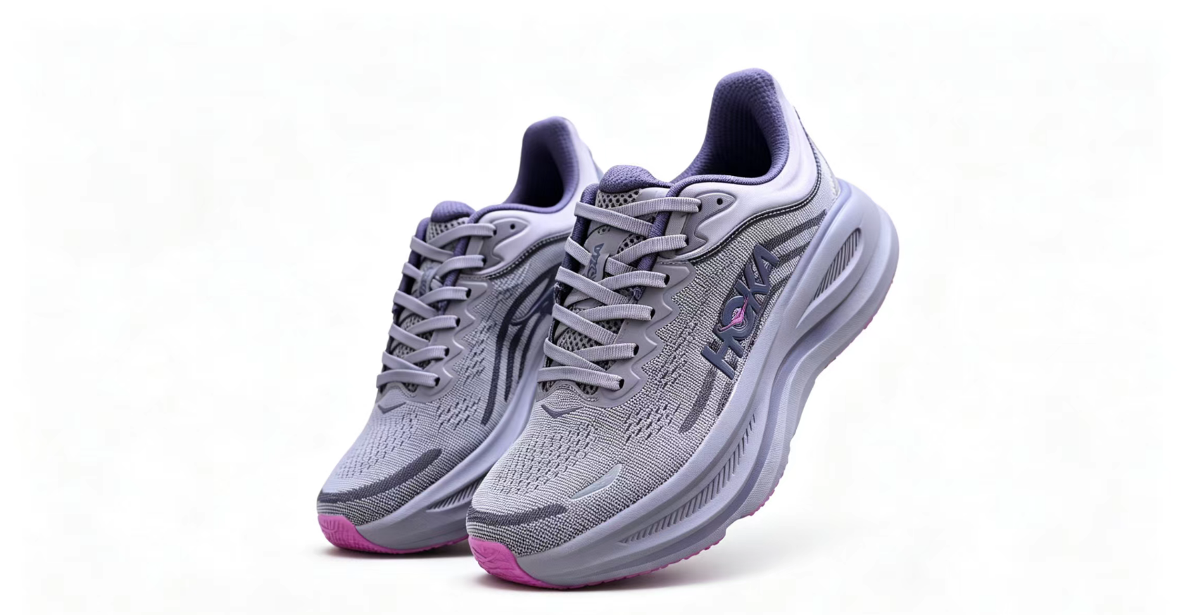 HOKA ONE ONE Bondi 9 – Grey Purple Cushioned Running Shoes