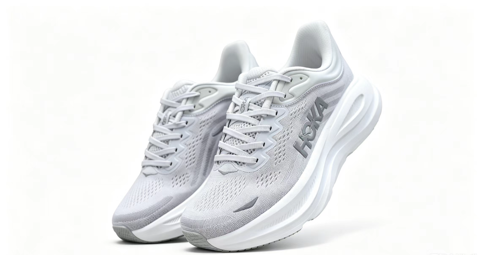 HOKA ONE ONE Bondi 9 – White Grey Cushioned Running Shoes