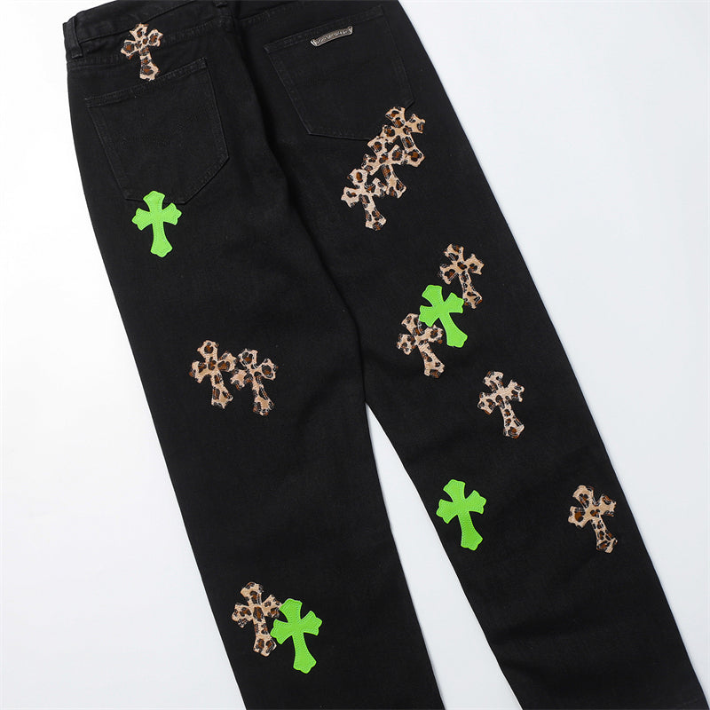 Chrome Hearts Distressed Denim Jeans | Stretch Tapered Fit