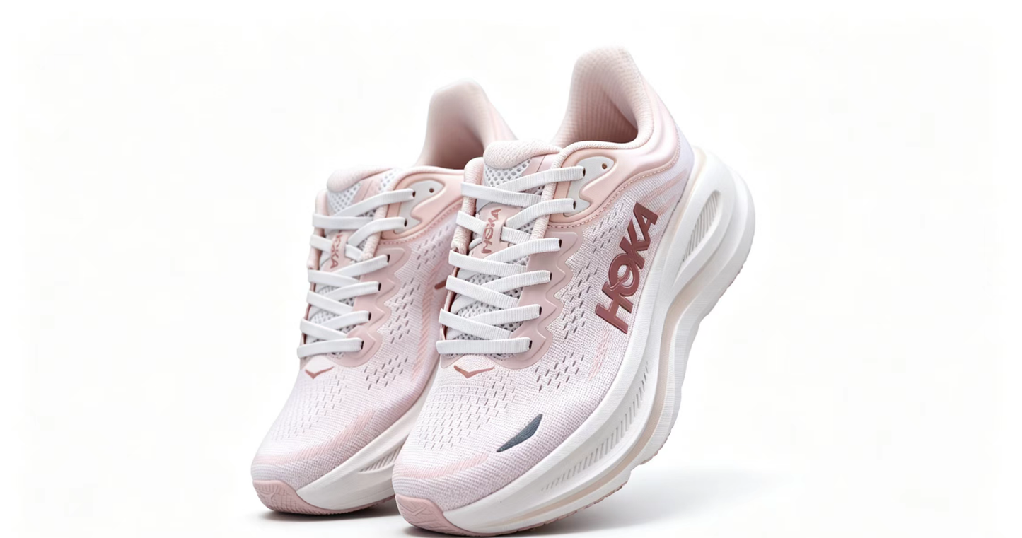HOKA ONE ONE Bondi 9 – Cushioned Road Running Shoes in Soft Pink