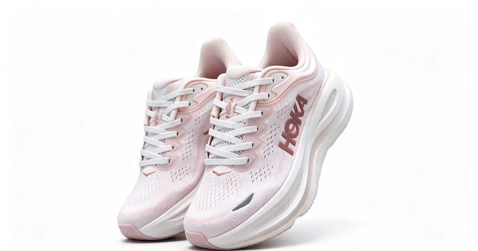 HOKA ONE ONE Bondi 9 – Cushioned Road Running Shoes in Soft Pink