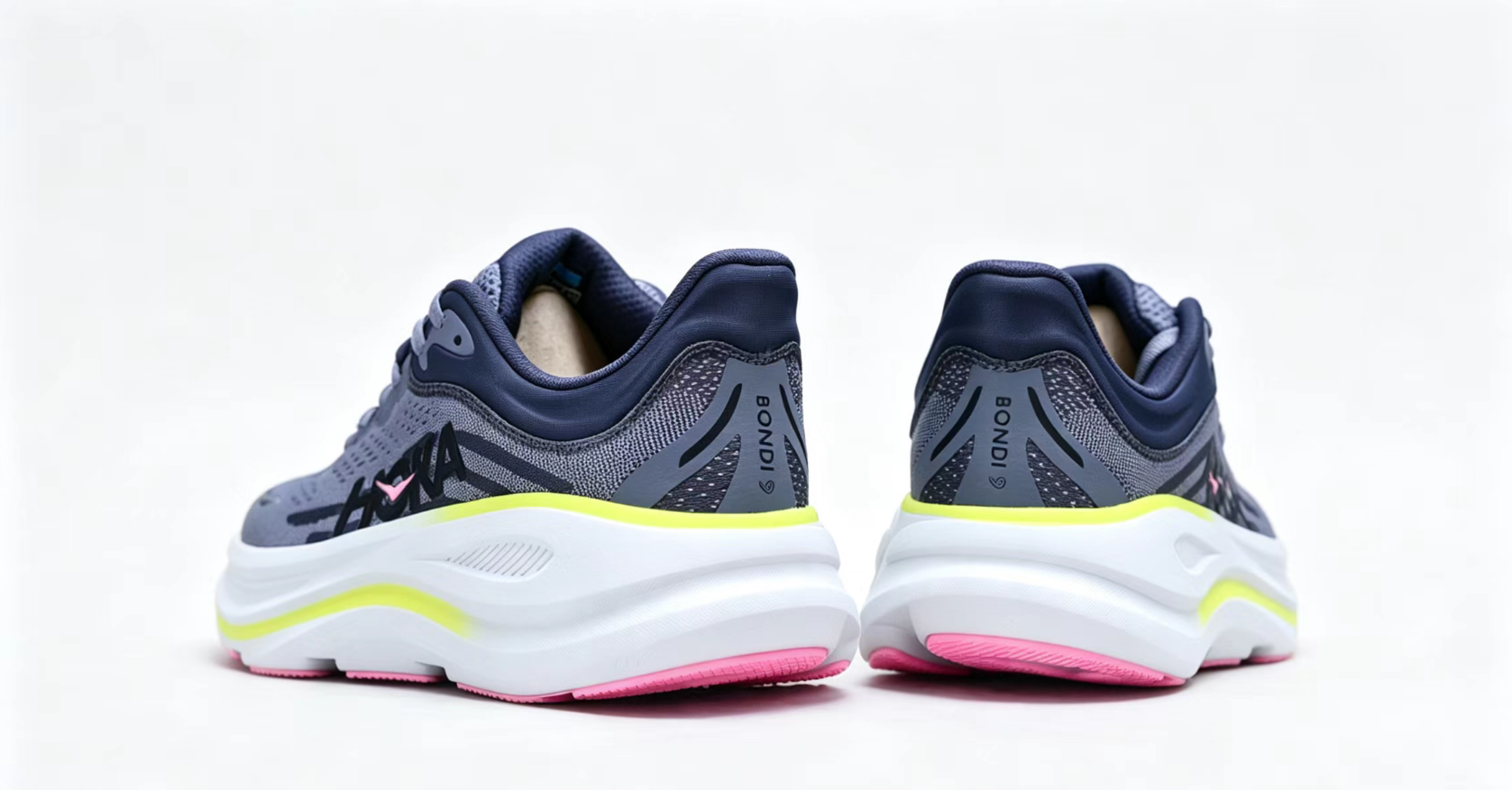 HOKA ONE ONE Bondi 9 – Cushioned Running Shoe in Dark Grey & Neon
