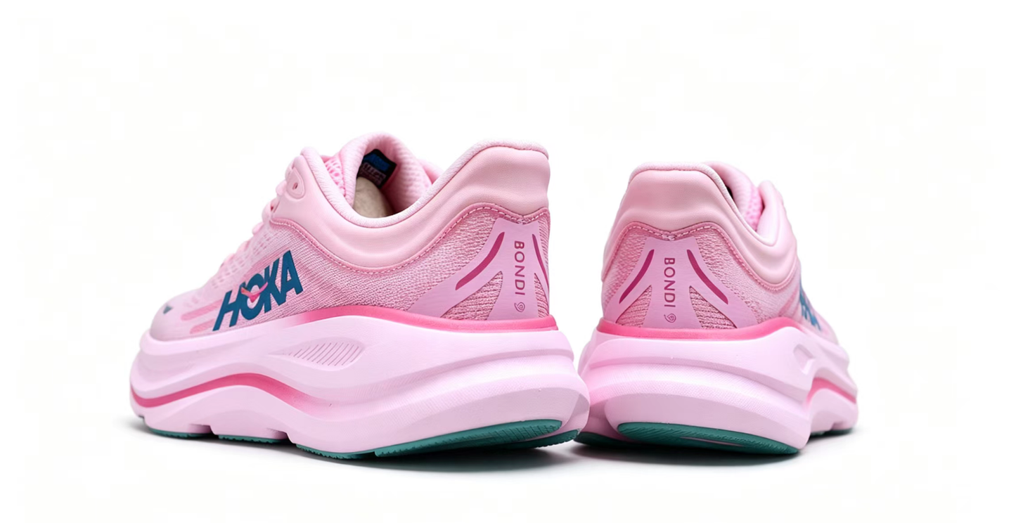 HOKA ONE ONE Bondi 9 – Cushioned Running Shoe in Pink & Blue
