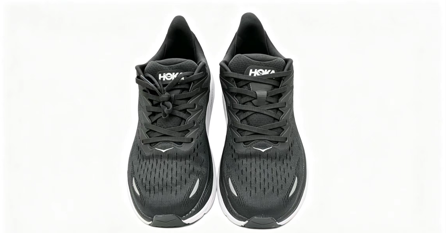 HOKA ONE ONE Clifton 8 – Black & White Running Shoes