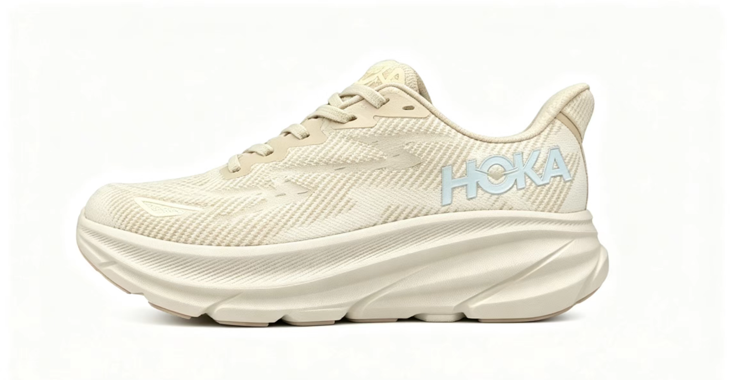 HOKA ONE ONE Clifton 9 – Cream/Ice Blue | Lightweight Cushioned Running Shoes