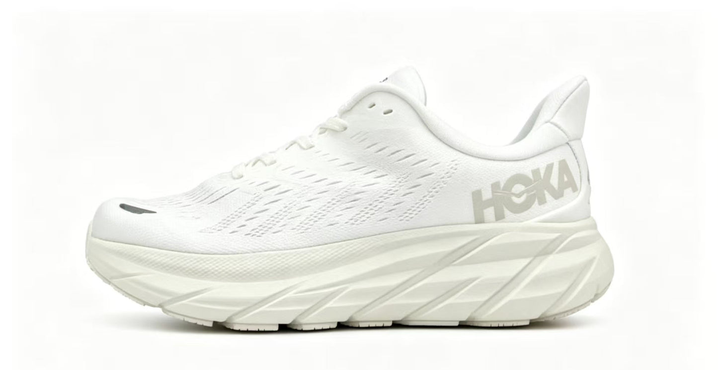 HOKA ONE ONE Clifton 8 – All White Running Shoes