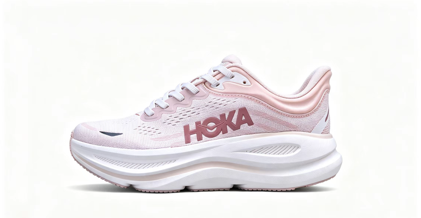 HOKA ONE ONE Bondi 9 – Cushioned Road Running Shoes in Soft Pink