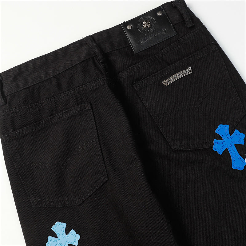 Chrome Hearts Distressed Denim Jeans | Stretch Tapered Fit
