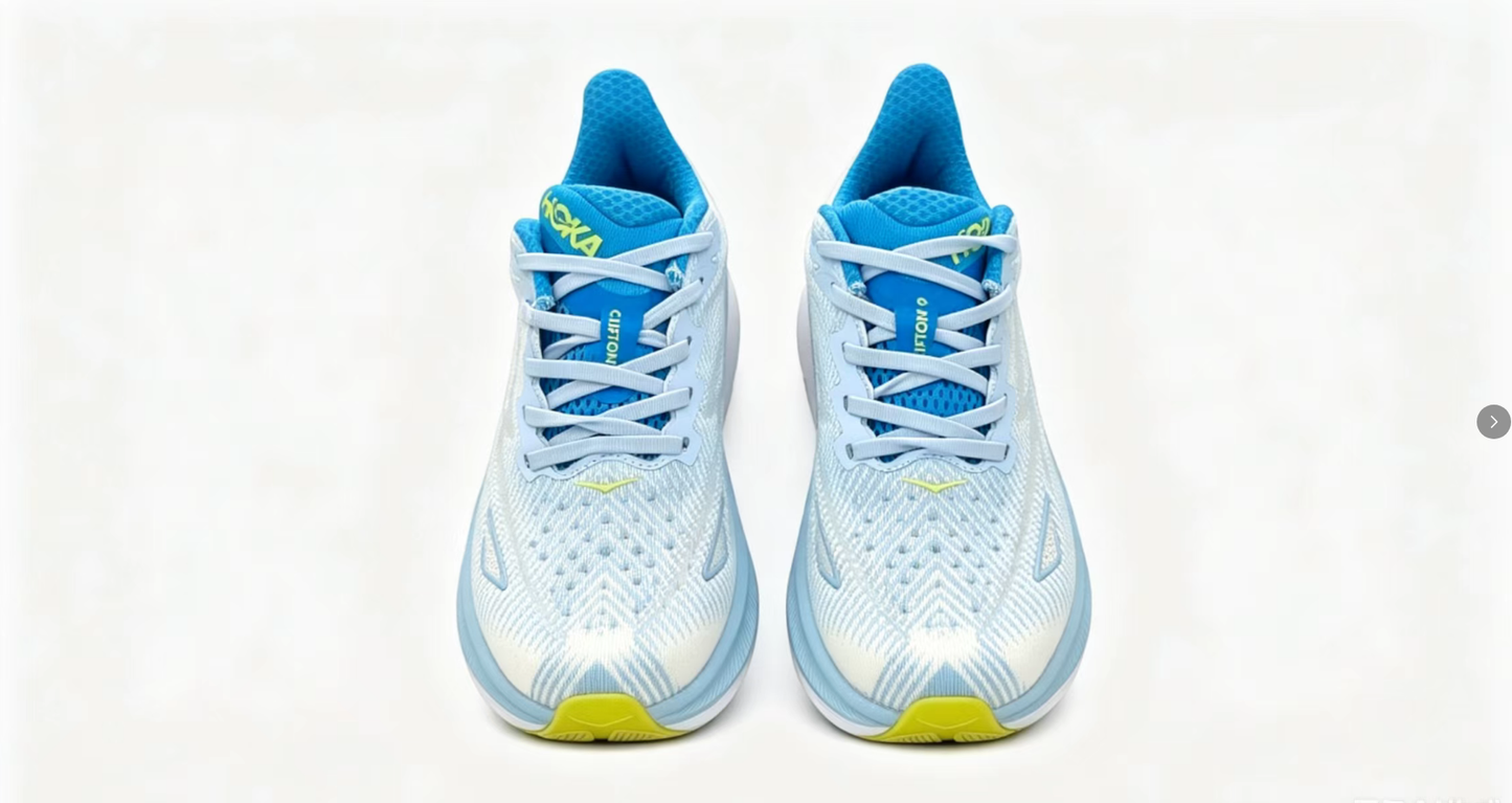 HOKA ONE ONE Clifton 9 – Light Blue & Neon Yellow Running Shoes