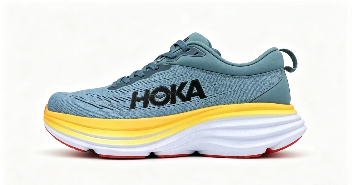 HOKA ONE ONE Bondi 8 “Sky Blue / Solar Yellow” Cushioned Running Shoes