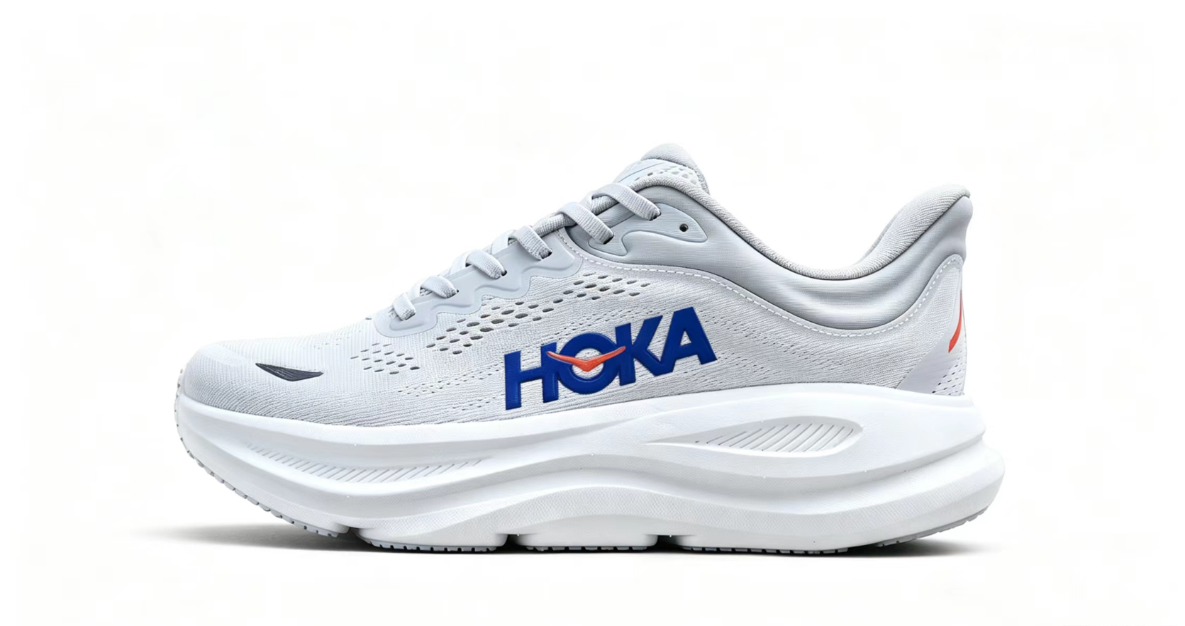 HOKA ONE ONE Bondi 9 – White Blue Cushioned Running Shoes