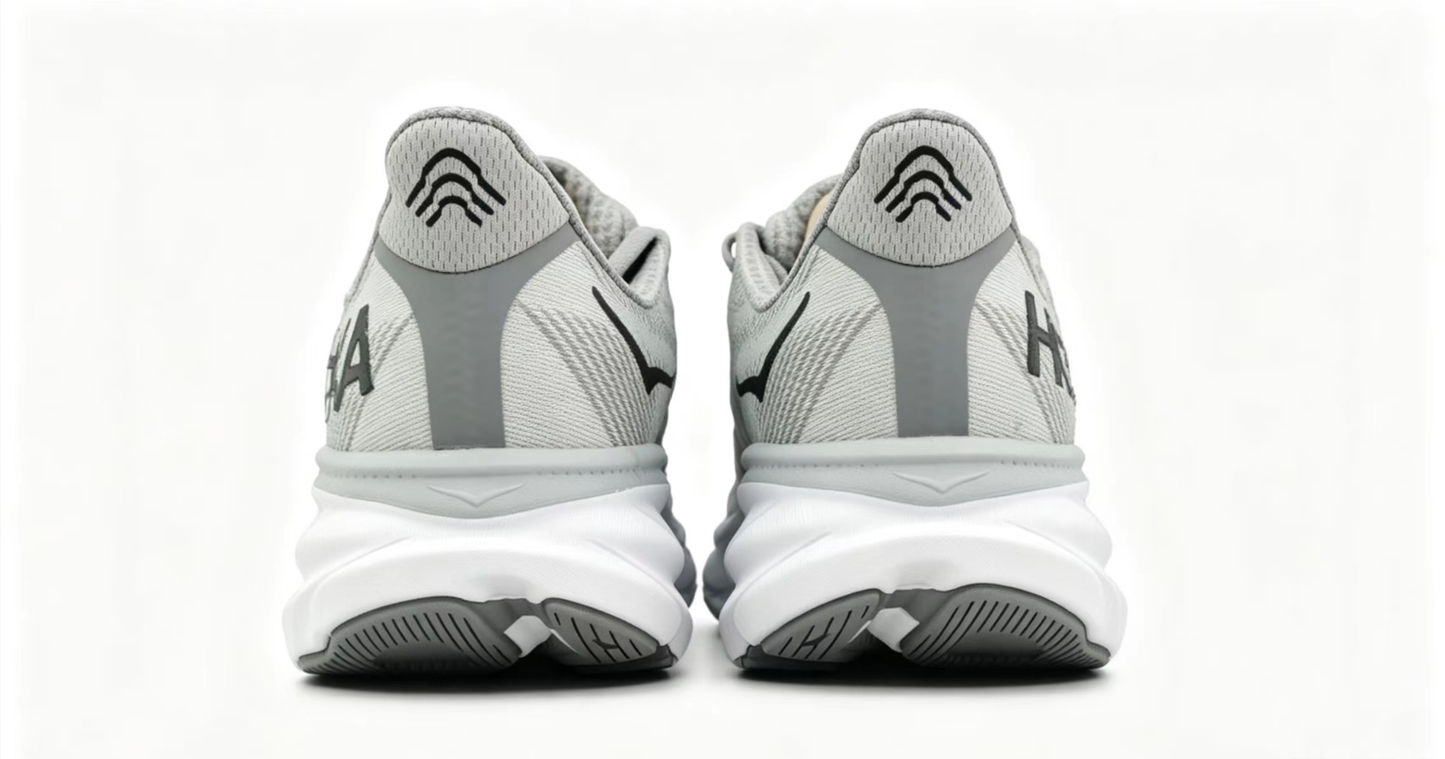 HOKA ONE ONE Clifton 9 – Light Grey/White | Lightweight Cushioned Running Shoes