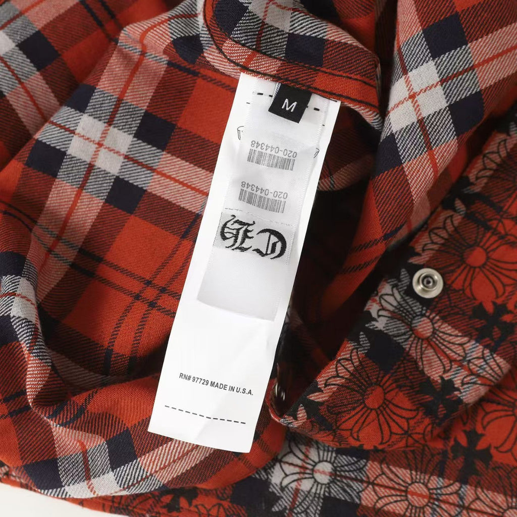 Chrome Hearts 2026 New Striped & Plaid Panel Cardigan-Style Shirt with Silver Hardware