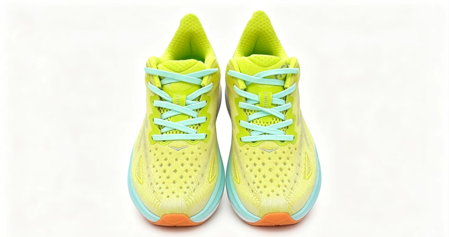 HOKA ONE ONE Clifton 9 – Yellow & Aqua Running Shoes
