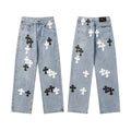 Chrome Hearts Distressed Denim Jeans | Stretch Tapered Fit