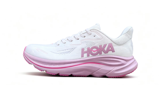 HOKA ONE ONE Clifton 10 – Lightweight White & Pink Runner