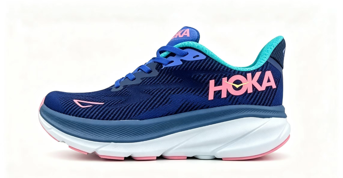 HOKA ONE ONE Clifton 9 – Navy/Pink/Mint | Lightweight Cushioned Running Shoes