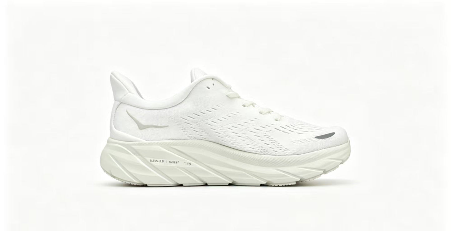 HOKA ONE ONE Clifton 8 – All White Running Shoes