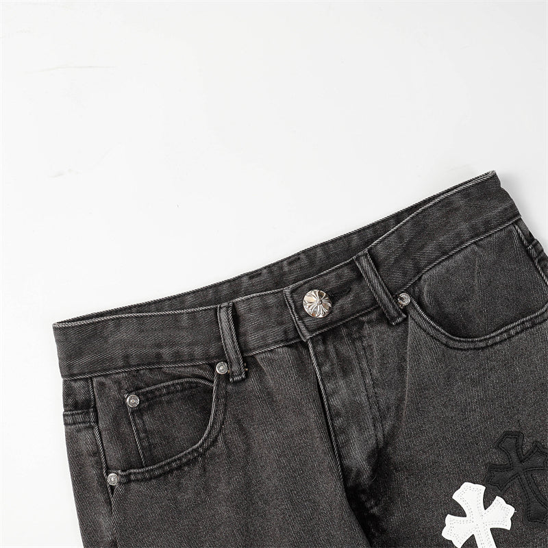 Chrome Hearts Distressed Denim Jeans | Stretch Tapered Fit