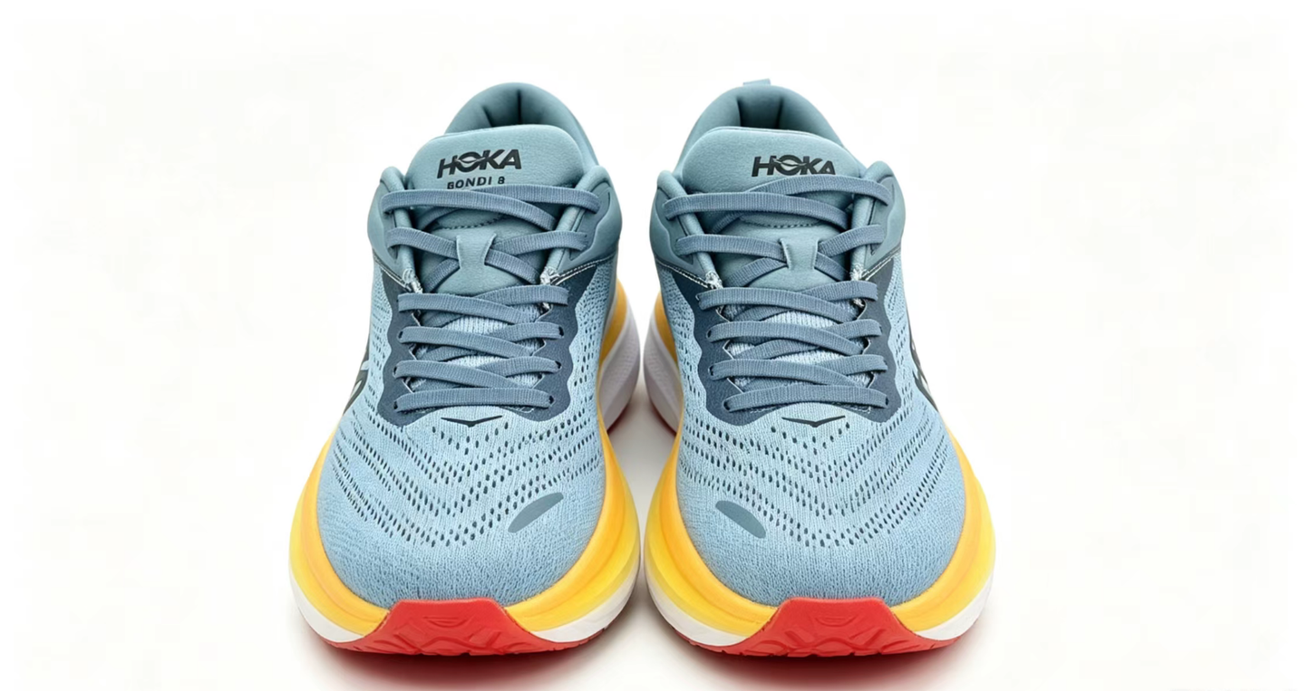 HOKA ONE ONE Bondi 8 “Sky Blue / Solar Yellow” Cushioned Running Shoes