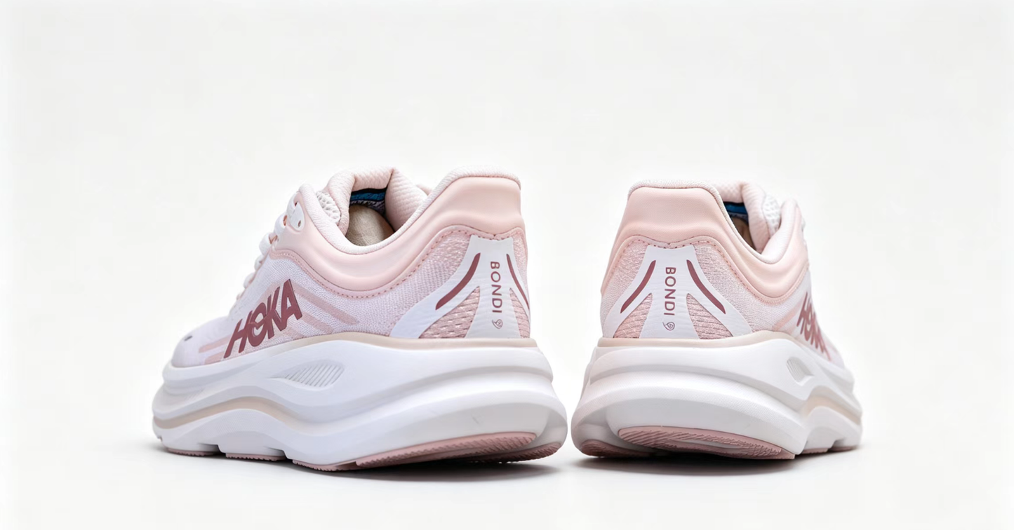 HOKA ONE ONE Bondi 9 – Cushioned Road Running Shoes in Soft Pink