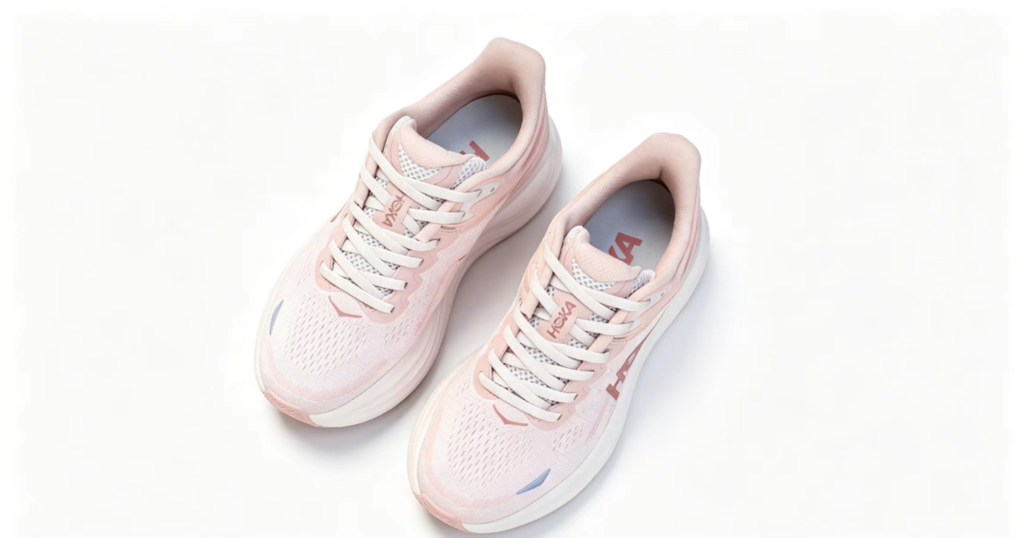 HOKA ONE ONE Bondi 9 – Cushioned Road Running Shoes in Soft Pink